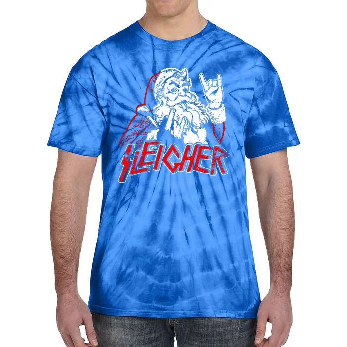 Sleigher Hail Santa Heavy Metal Christmas Tie-Dye T-Shirt