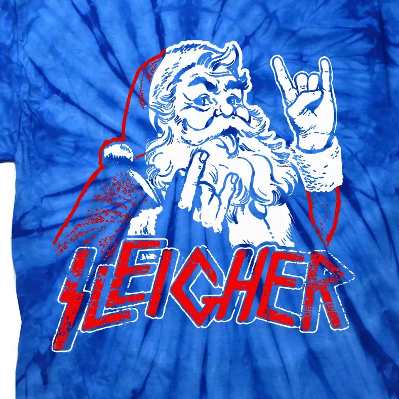 Sleigher Hail Santa Heavy Metal Christmas Tie-Dye T-Shirt