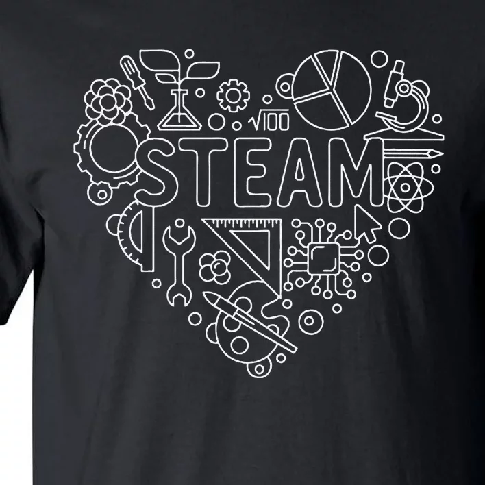 Steam Heart Shape Back To School Stem Teacher Science Fan Tall T-Shirt