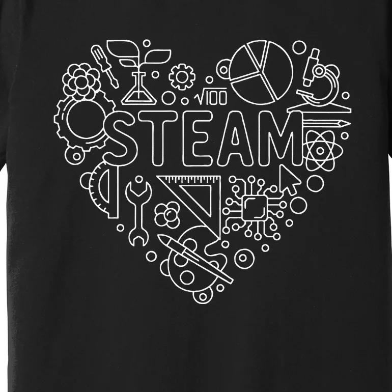 Steam Heart Shape Back To School Stem Teacher Science Fan Premium T-Shirt