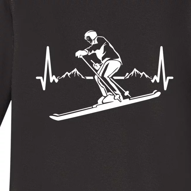 Ski Heartbeat Skiing Skier Gift For Skiers Baby Long Sleeve Bodysuit