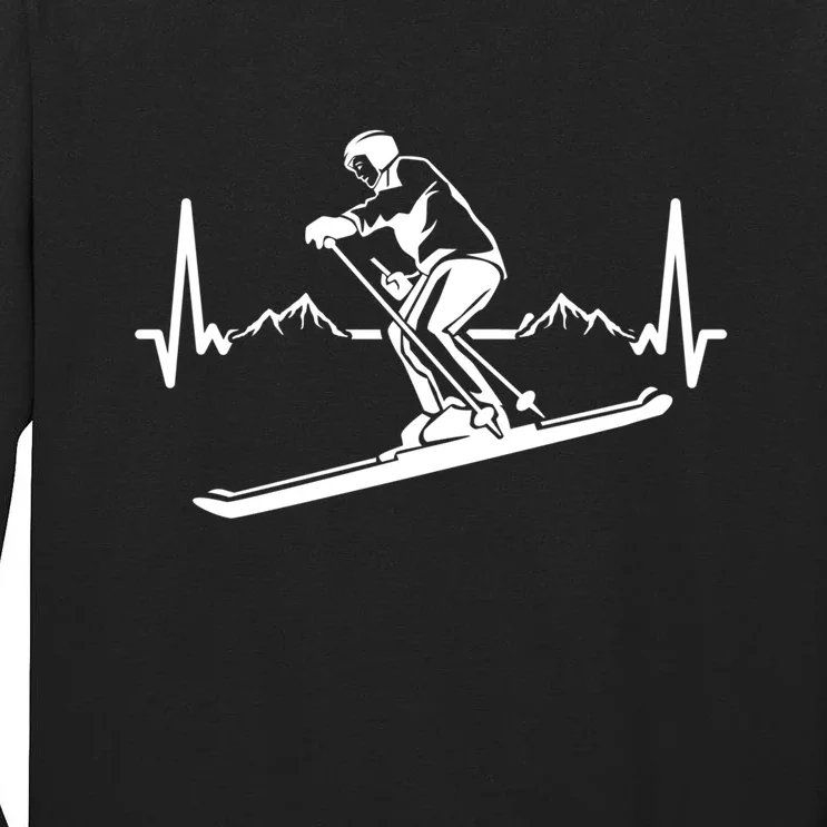 Ski Heartbeat Skiing Skier Gift For Skiers Tall Long Sleeve T-Shirt