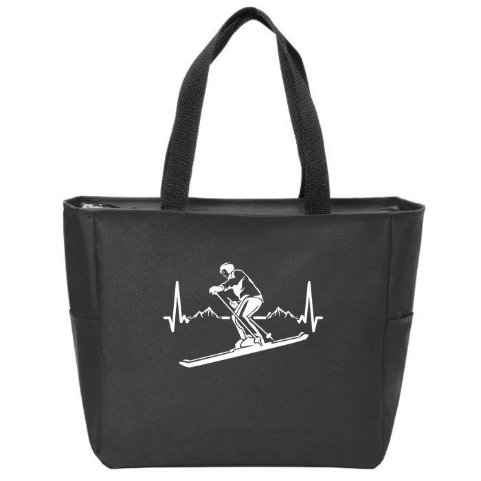 Ski Heartbeat Skiing Skier Gift For Skiers Zip Tote Bag