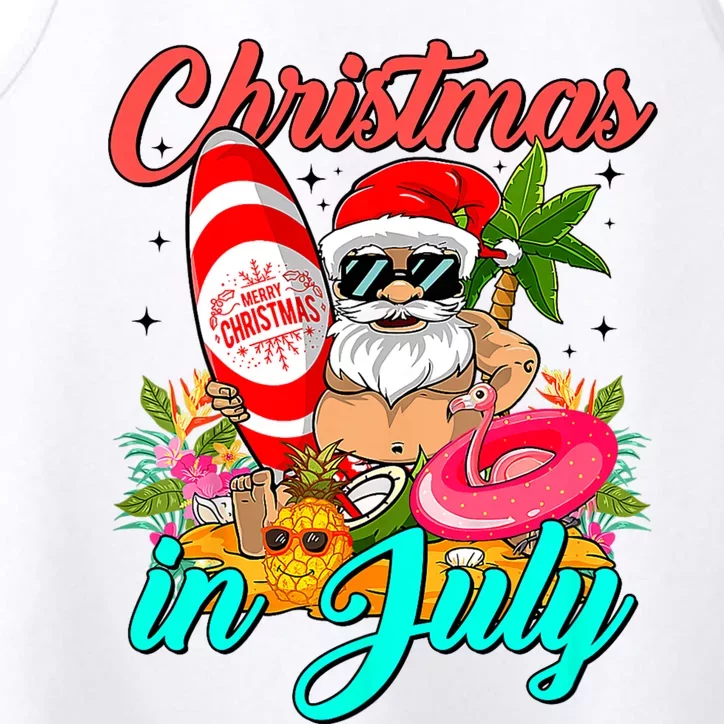 Santa Hat Summer Sunglasses Christmas In July Vacation Performance Tank