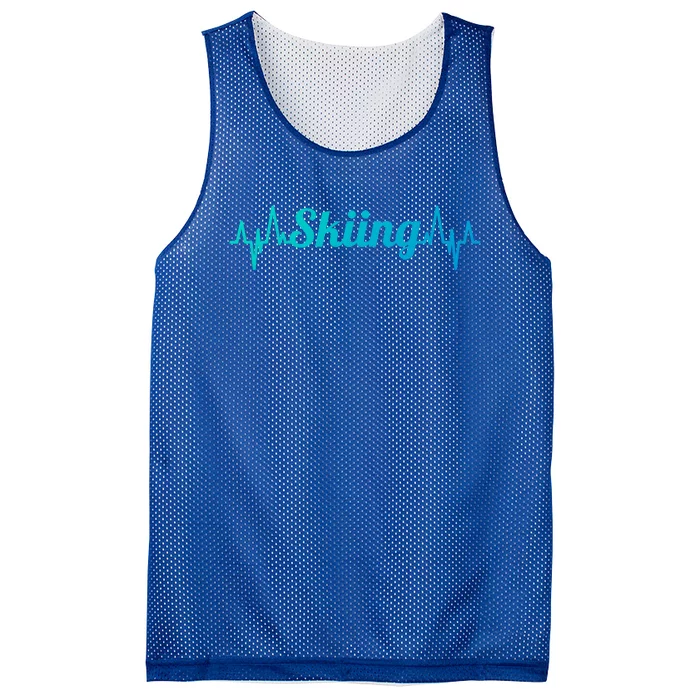 Ski Heartbeat Skiing Enthusiast Gift Mesh Reversible Basketball Jersey Tank