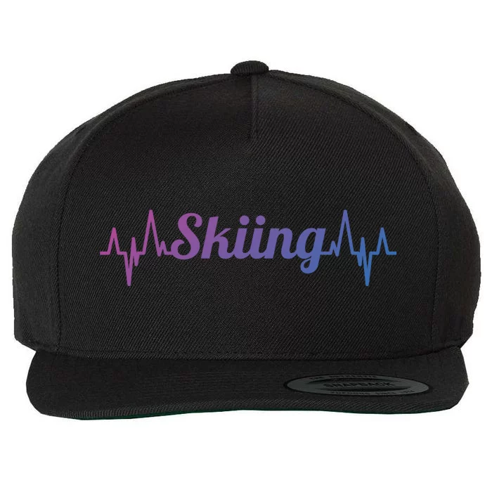 Ski Heartbeat Skiing Enthusiast Gift Wool Snapback Cap