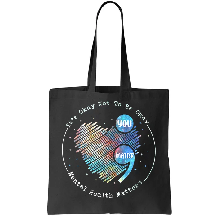 Semicolon Heart Suicide Prevention Mental Health Awareness Tote Bag