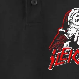 Sleigher Hail Santa Heavy Metal Christmas Dry Zone Grid Performance Polo