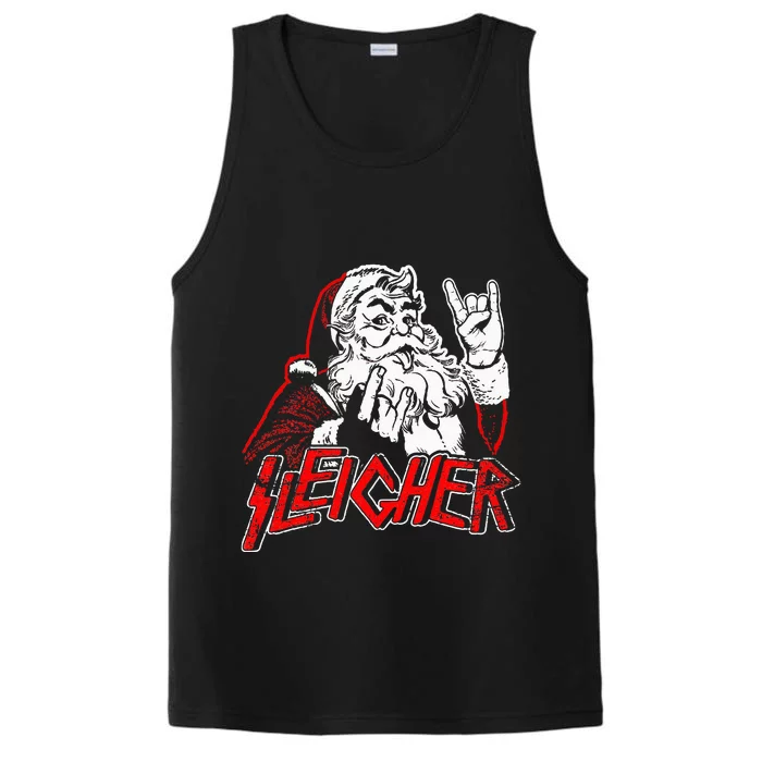 Sleigher Hail Santa Heavy Metal Christmas Performance Tank