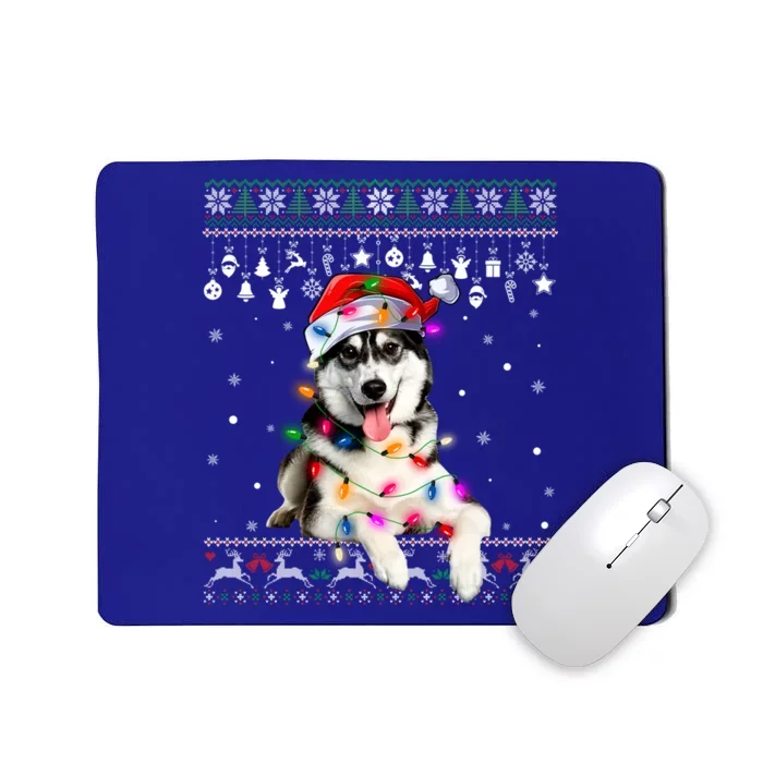 Siberian Husky Santa Christmas Tree Lights Xmas Boys Ugly Meaningful Gift Mousepad