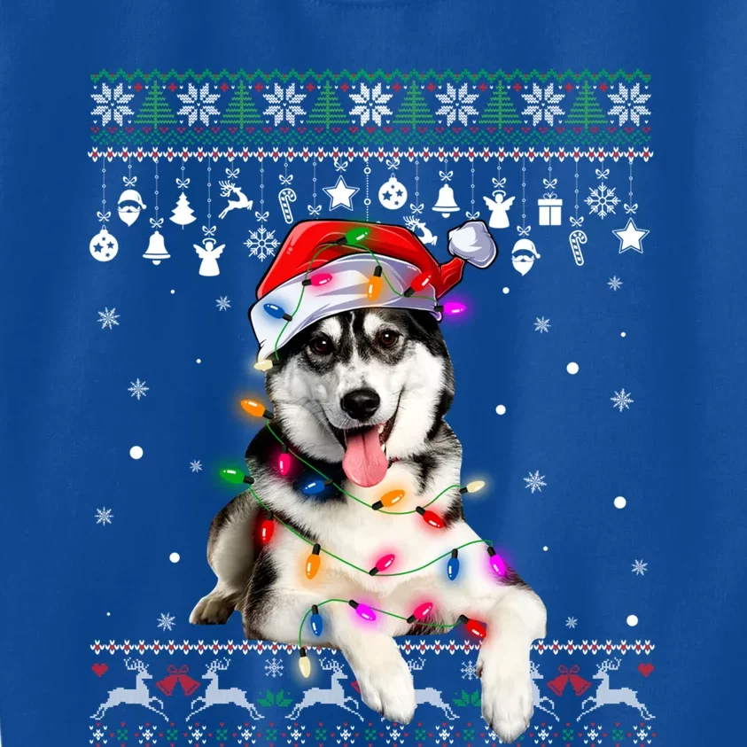 Siberian Husky Santa Christmas Tree Lights Xmas Boys Ugly Meaningful Gift Kids Sweatshirt