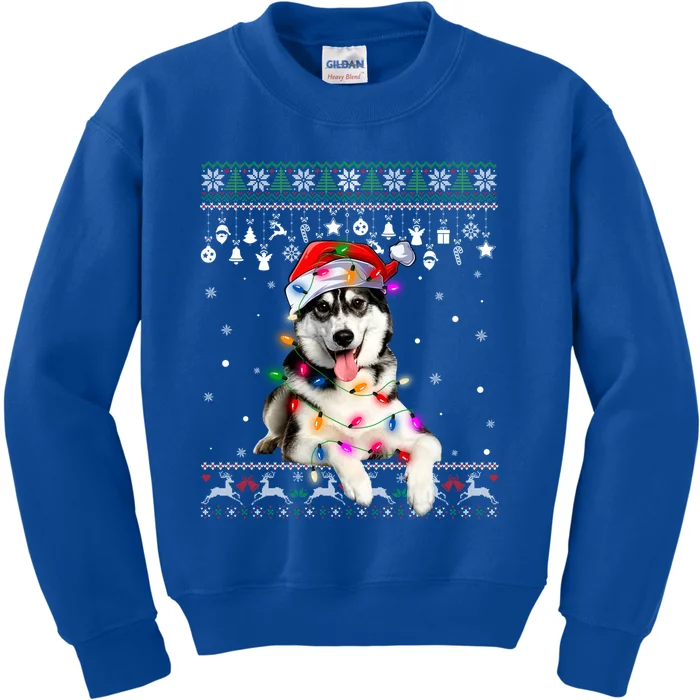 Siberian Husky Santa Christmas Tree Lights Xmas Boys Ugly Meaningful Gift Kids Sweatshirt