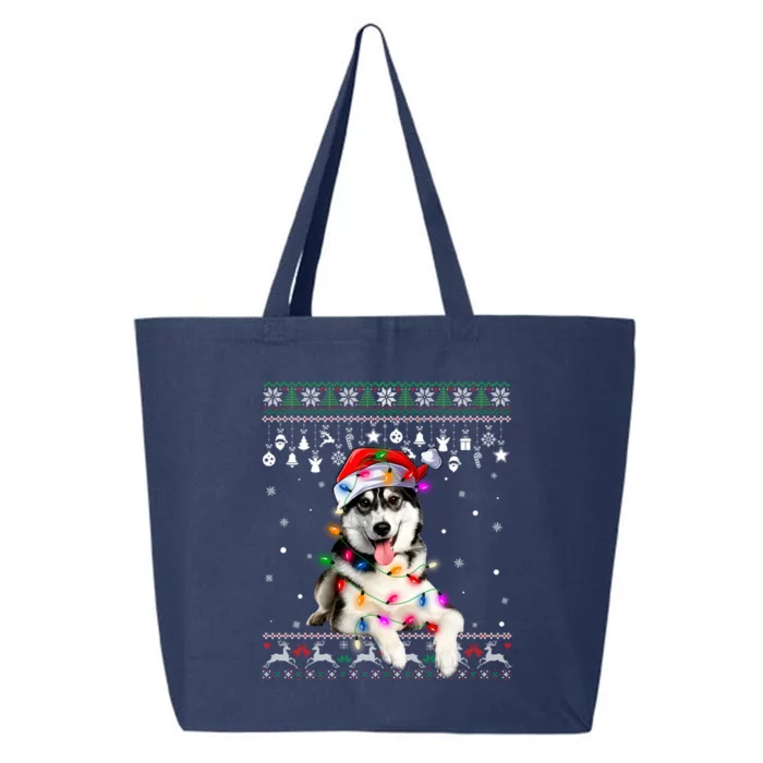 Siberian Husky Santa Christmas Tree Lights Xmas Boys Ugly Meaningful Gift 25L Jumbo Tote