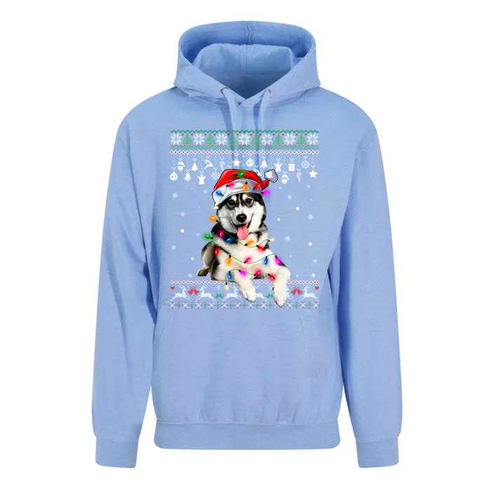 Siberian Husky Santa Christmas Tree Lights Xmas Boys Ugly Meaningful Gift Unisex Surf Hoodie