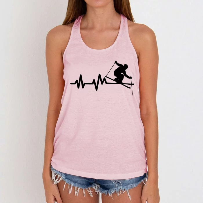 Ski Heartbeat Skiing Winter Skiing Resort Love Skiing Cool Gift Women's Knotted Racerback Tank