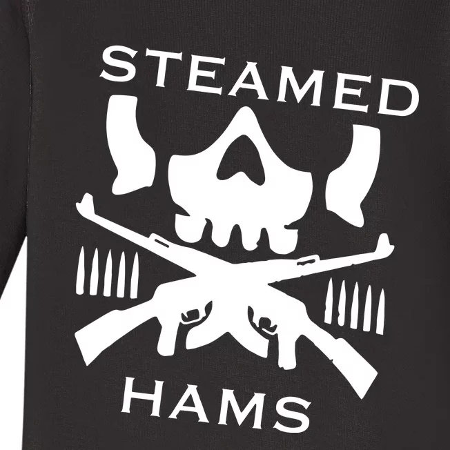 Steamed Hams Skull Guns Baby Long Sleeve Bodysuit