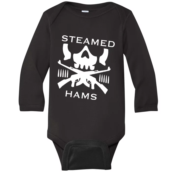 Steamed Hams Skull Guns Baby Long Sleeve Bodysuit