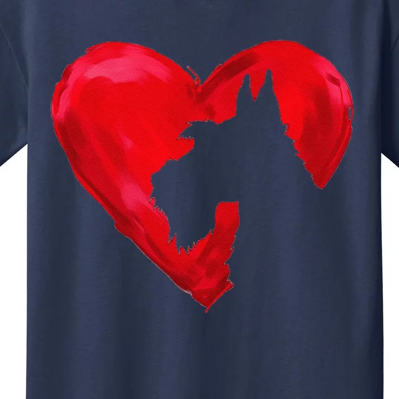 Schnauzer Heart Silhouette Valentine's Day Dog Lover Gift Kids T-Shirt