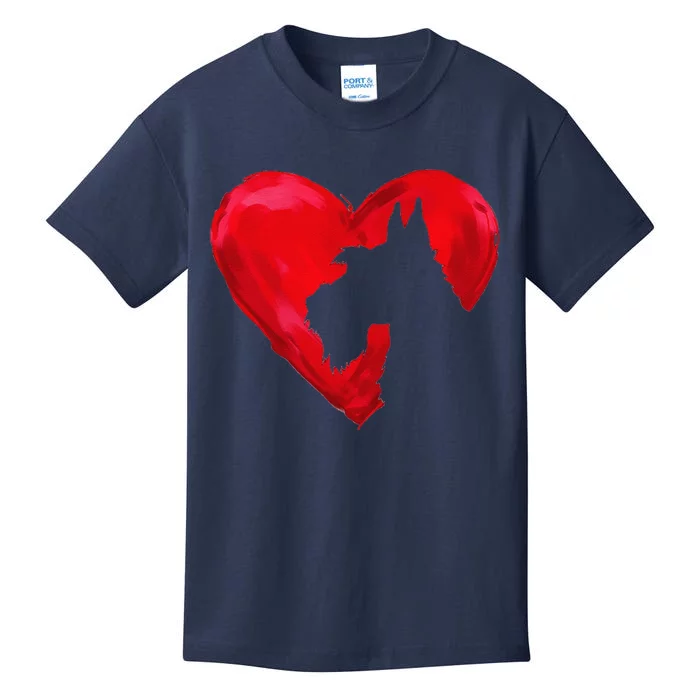 Schnauzer Heart Silhouette Valentine's Day Dog Lover Gift Kids T-Shirt