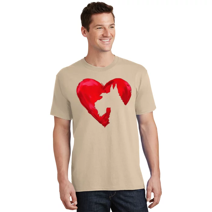 Schnauzer Heart Silhouette Valentine's Day Dog Lover Gift T-Shirt