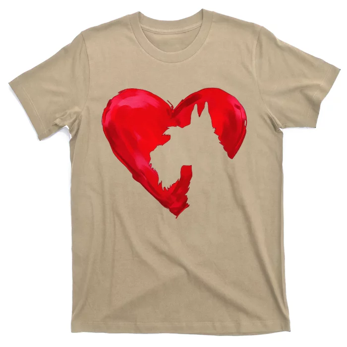 Schnauzer Heart Silhouette Valentine's Day Dog Lover Gift T-Shirt