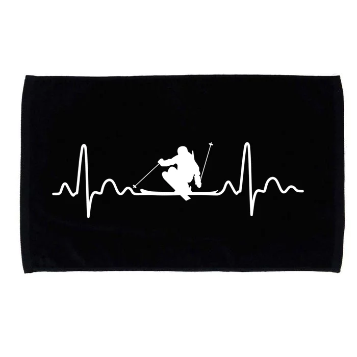 Ski Heartbeat Skier Skiing Gift Microfiber Hand Towel