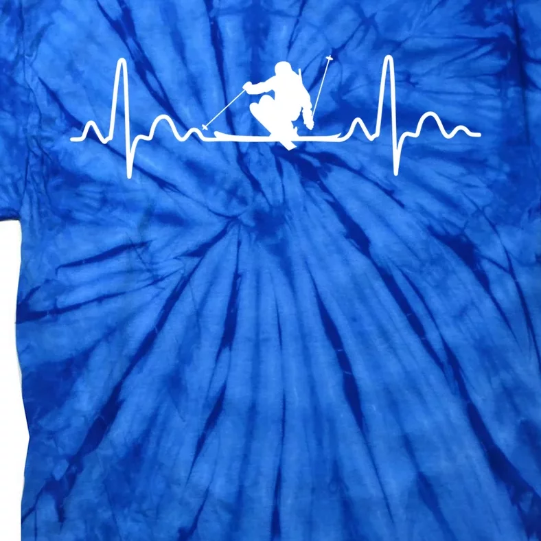 Ski Heartbeat Skier Skiing Gift Tie-Dye T-Shirt