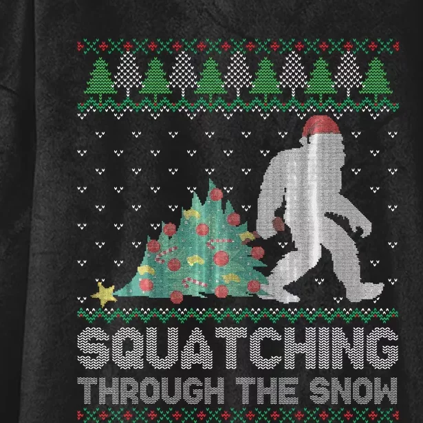 Sasquatch Holiday Sweater Festive Bigfoot Hooded Wearable Blanket