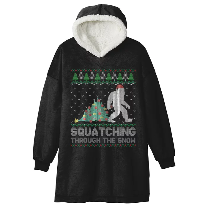 Sasquatch Holiday Sweater Festive Bigfoot Hooded Wearable Blanket