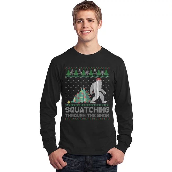 Sasquatch Holiday Sweater Festive Bigfoot Tall Long Sleeve T-Shirt