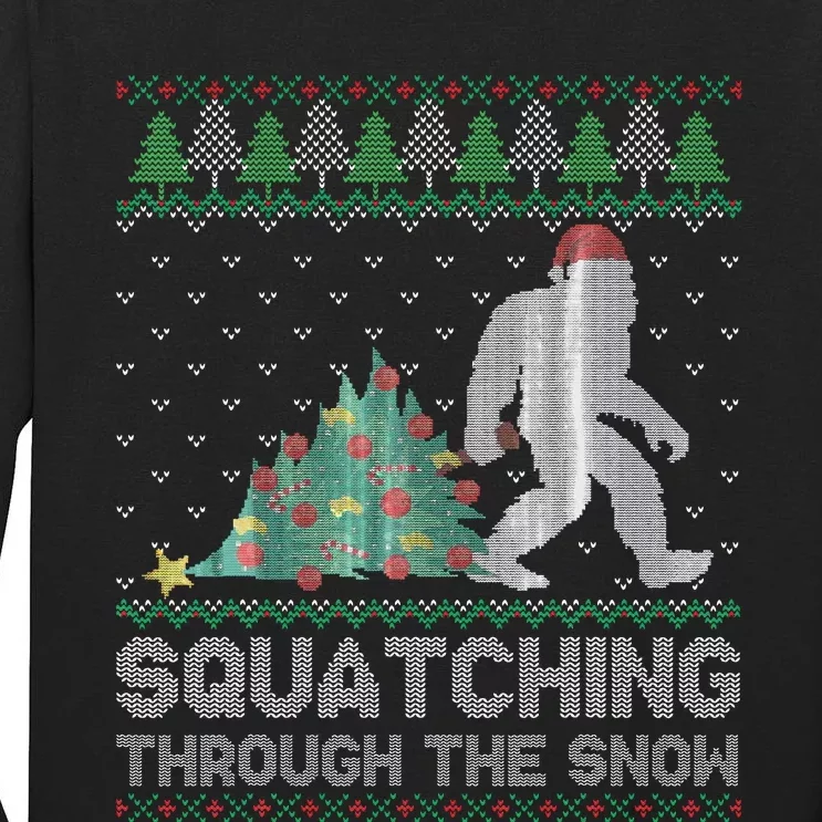 Sasquatch Holiday Sweater Festive Bigfoot Tall Long Sleeve T-Shirt