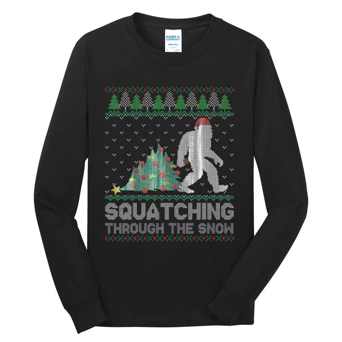 Sasquatch Holiday Sweater Festive Bigfoot Tall Long Sleeve T-Shirt