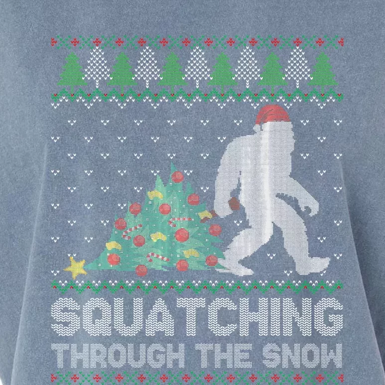 Sasquatch Holiday Sweater Festive Bigfoot Garment-Dyed Women's Muscle Tee