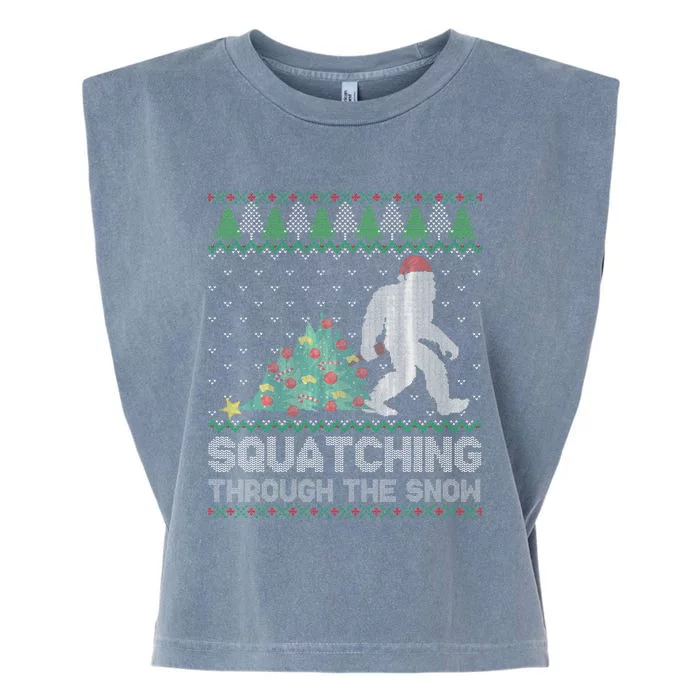 Sasquatch Holiday Sweater Festive Bigfoot Garment-Dyed Women's Muscle Tee