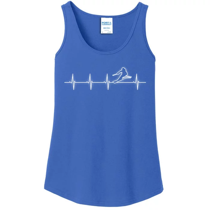 Skiing Heartbeat Skier Funny Gift Ladies Essential Tank