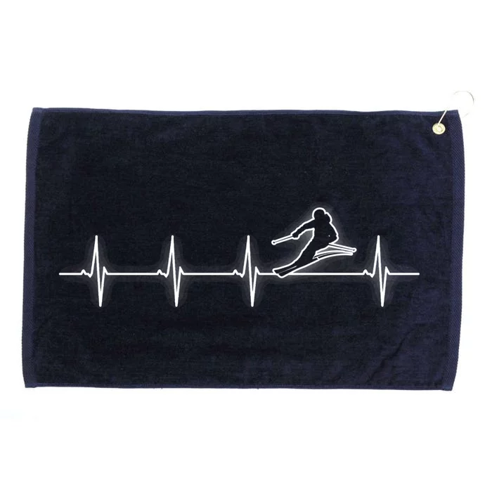 Skiing Heartbeat Skier Funny Gift Grommeted Golf Towel