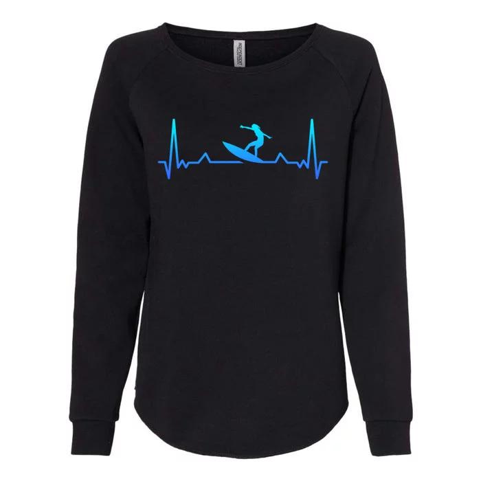 Surfing Heartbeat Surf Gift Mom Meaningful Gift Womens California Wash Sweatshirt