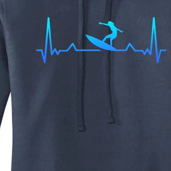 Surfing Heartbeat Surf Gift Mom Meaningful Gift Women's Pullover Hoodie