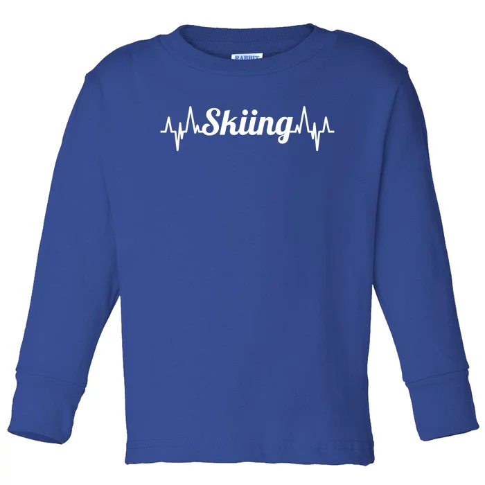 Ski Heartbeat Skiing Enthusiast Gift Toddler Long Sleeve Shirt