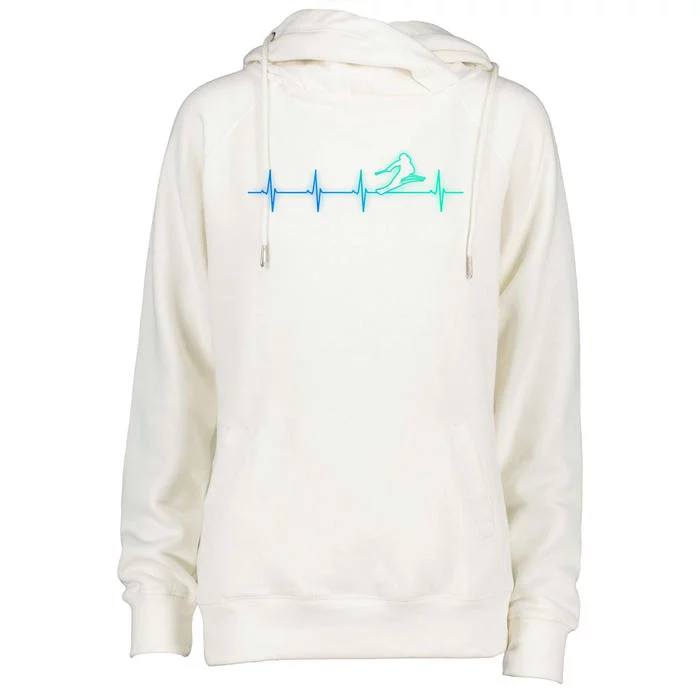 Skiing Heartbeat Skier Funny Gift Meaningful Gift Womens Funnel Neck Pullover Hood