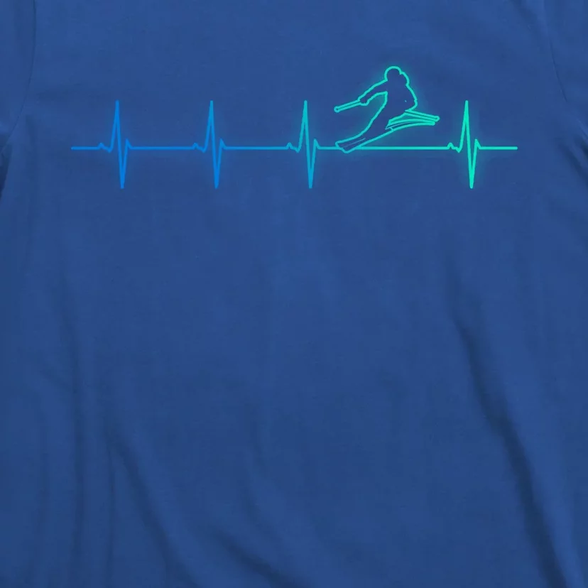 Skiing Heartbeat Skier Funny Gift Meaningful Gift T-Shirt