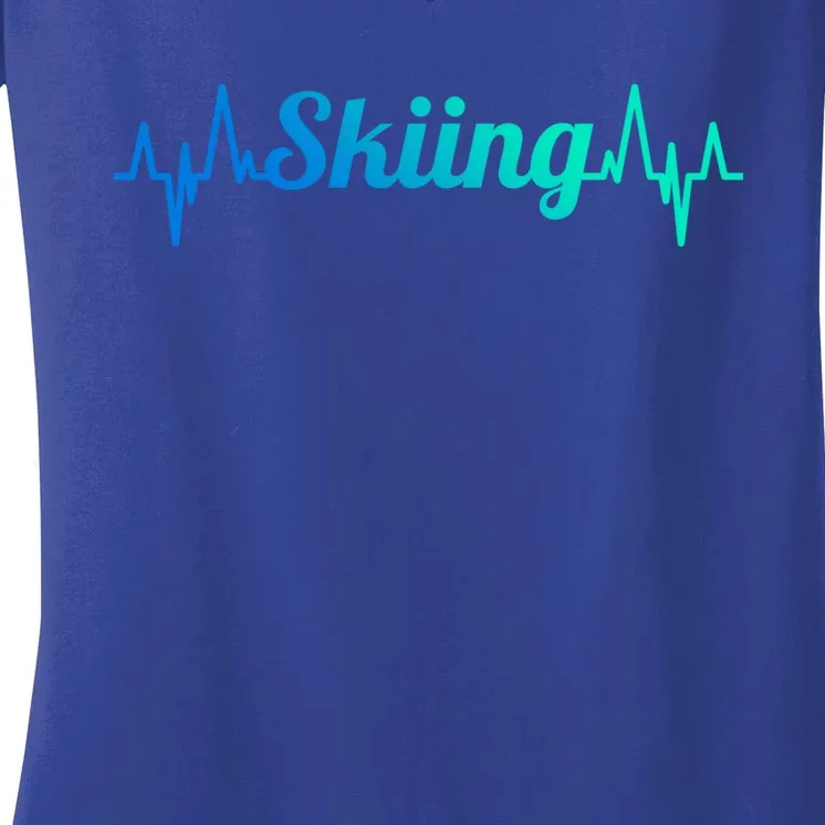 Ski Heartbeat Skiing Enthusiast Cute Gift Women's V-Neck T-Shirt