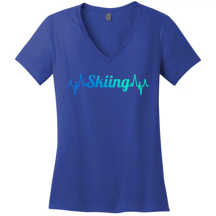 Ski Heartbeat Skiing Enthusiast Cute Gift Women's V-Neck T-Shirt