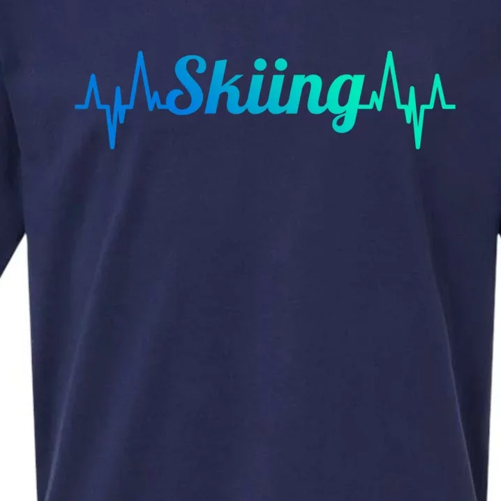 Ski Heartbeat Skiing Enthusiast Cute Gift Sueded Cloud Jersey T-Shirt