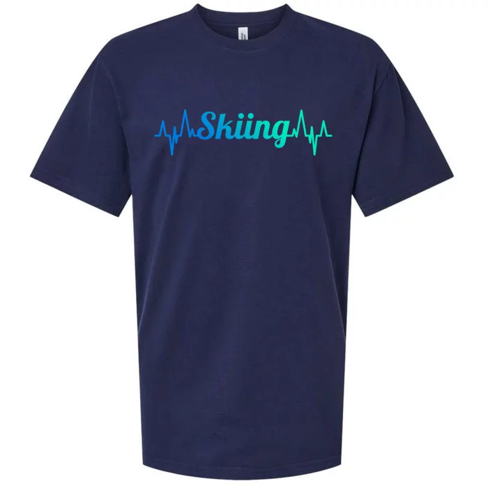 Ski Heartbeat Skiing Enthusiast Cute Gift Sueded Cloud Jersey T-Shirt