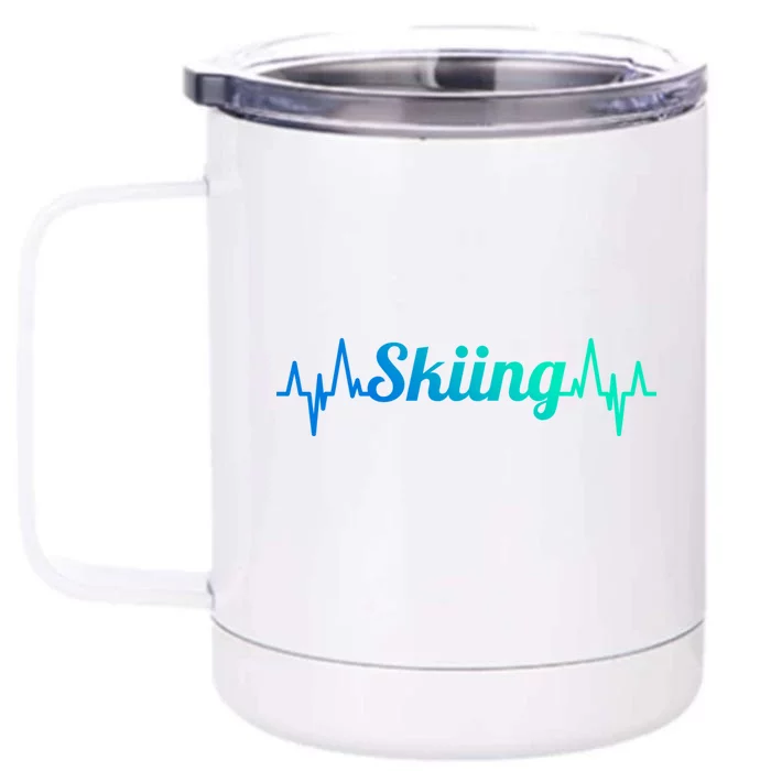 Ski Heartbeat Skiing Enthusiast Cute Gift Front & Back 12oz Stainless Steel Tumbler Cup