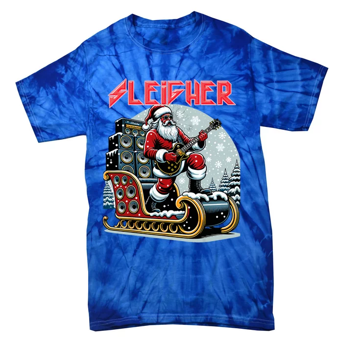 Sleigher Hail Santa Heavy Metal Christmas Rock Xmas Art Gift Tie-Dye T-Shirt