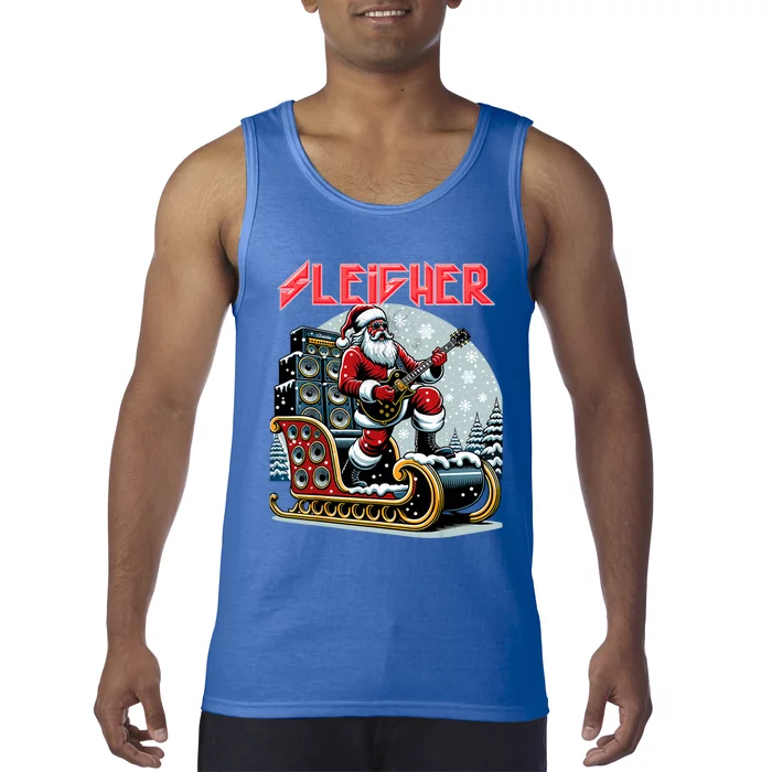 Sleigher Hail Santa Heavy Metal Christmas Rock Xmas Art Gift Tank Top