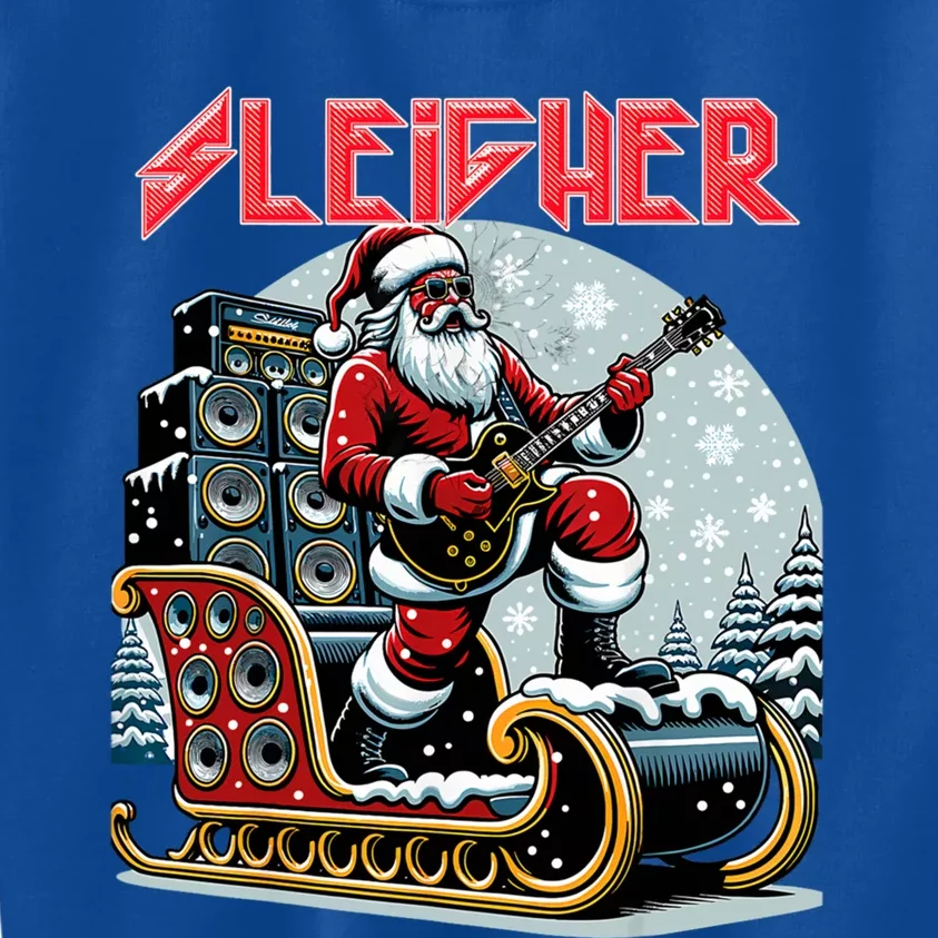 Sleigher Hail Santa Heavy Metal Christmas Rock Xmas Art Gift Kids Sweatshirt