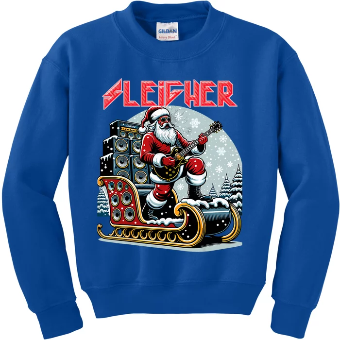 Sleigher Hail Santa Heavy Metal Christmas Rock Xmas Art Gift Kids Sweatshirt